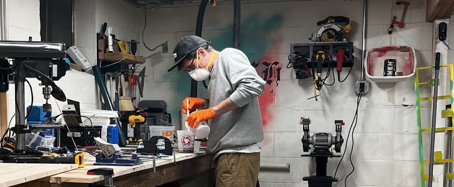 Making ramps in the basement.